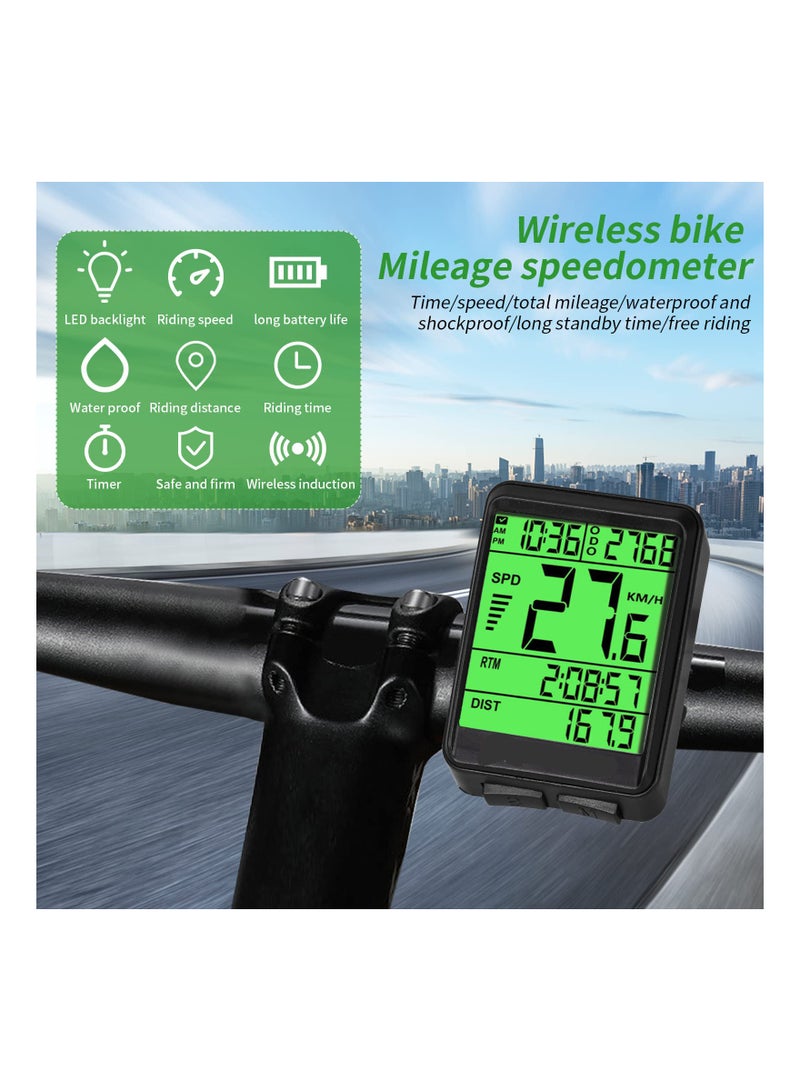 SOLARAE Wireless Bicycle Speedometer and Multifunctional Odometer, Waterproof Bike Computer with Large Backlit LCD Display for Tracking Speed, Distance, and Time. - Image 3