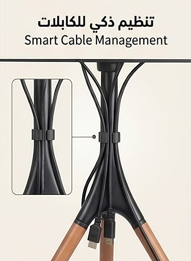 POWER Easel Tripod TV Floor Stand for 45-65 Inch Screens, Adjustable Height Universal VESA TV Mount, Wooden Leg Studio Display Stand, Holds up to 77 lbs for Living Room Office Bedroom - Image 3