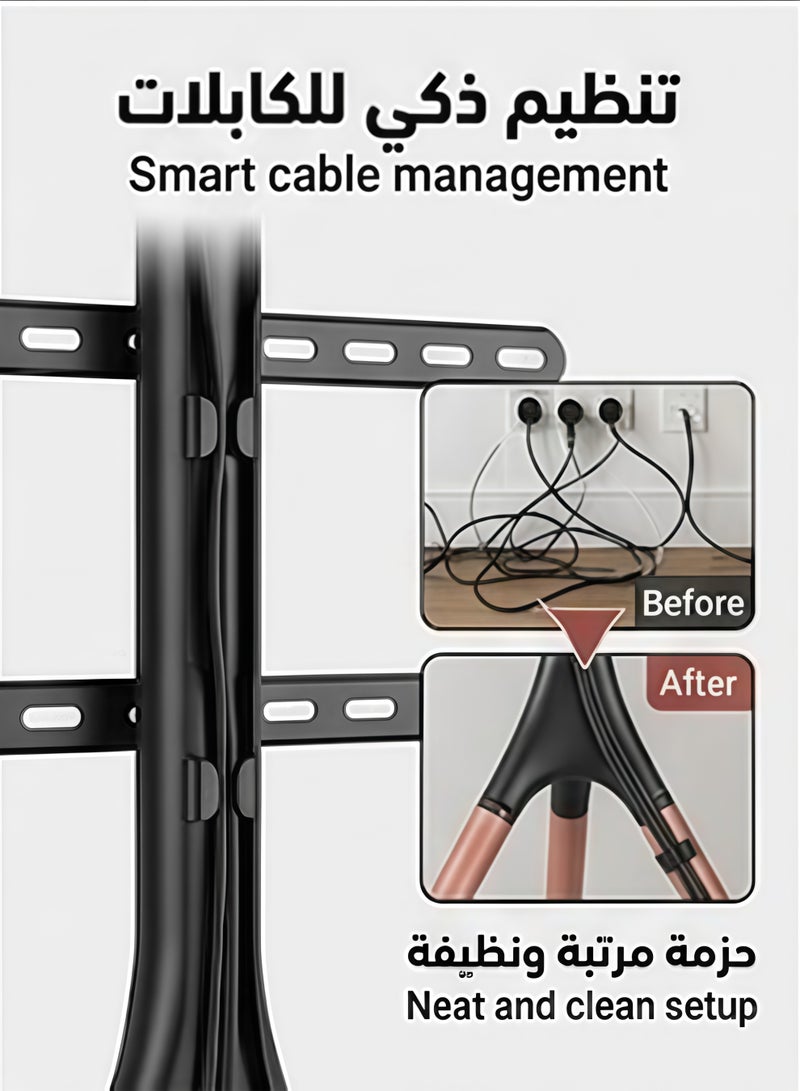 POWER Easel Tripod TV Floor Stand for 45-65 Inch Screens, Adjustable Height Universal VESA TV Mount, Wooden Leg Studio Display Stand, Holds up to 77 lbs for Living Room Office Bedroom - Image 4