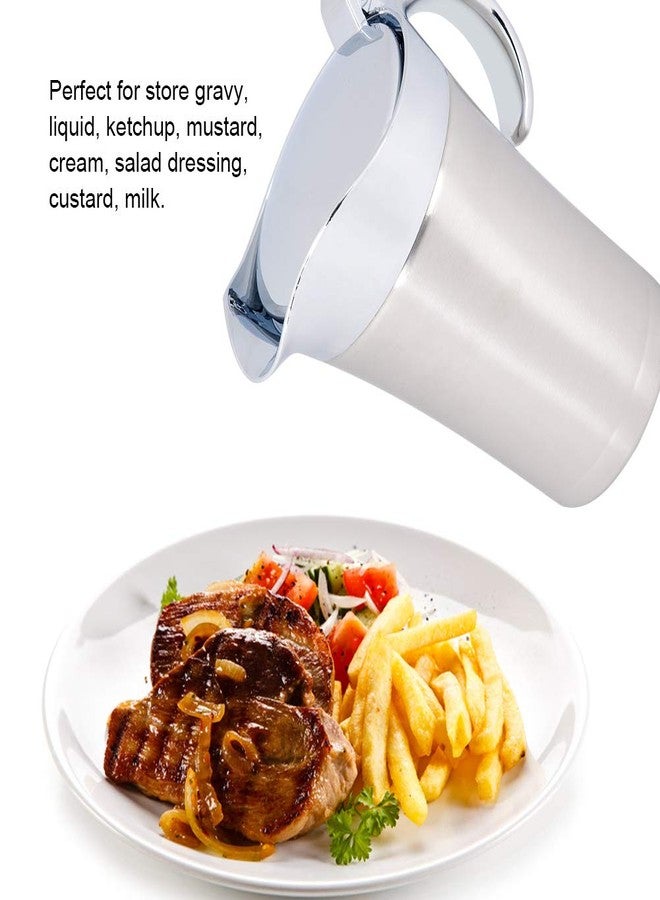Eboxer 25 oz Gravy Boat Stainless Steel Sauce Gravy Jug Double Wall Insulated Thermal Gravy Boat with Cover and Lip Spout for Gravy Salad Custard Cream Sauce and so on - Image 5