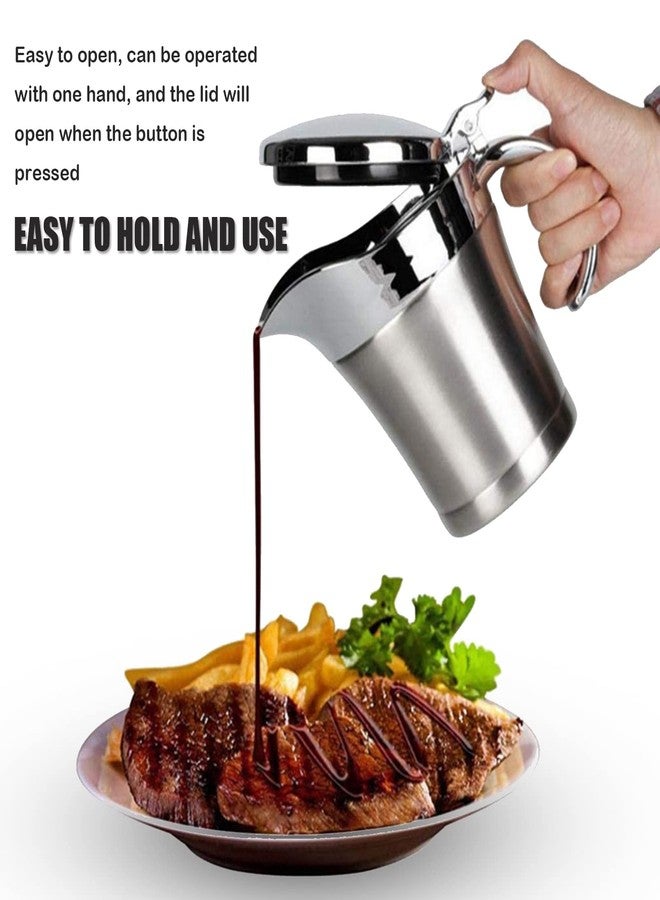 Eboxer 25 oz Gravy Boat Stainless Steel Sauce Gravy Jug Double Wall Insulated Thermal Gravy Boat with Cover and Lip Spout for Gravy Salad Custard Cream Sauce and so on - Image 3