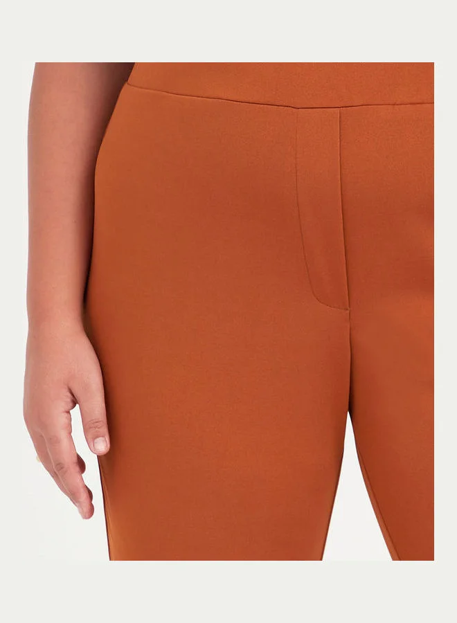 Styli High Waist Ribbed Split Hem Trouser