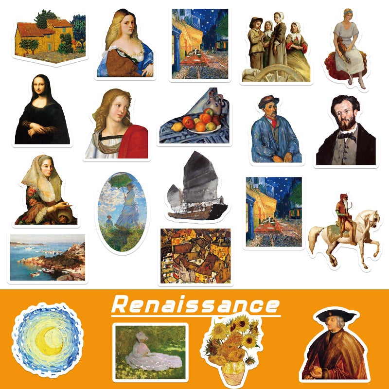 PIGBIT Renaissance Artist Stickers - 50 Pcs Vinyl Waterproof Vintage Oil Painting Art Stickers for Water Bottles,Laptops,Scrapbooks,Tumblers - Image 2