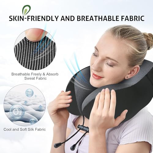 ADOFYS Travel Neck Pillow Memory Foam, Hooded Travel Neck Pillow for Adults, Comfortable Neck Pillow for Travelling with Hoodie, Flight, Airplane Pillow, Travel Cushion for Plane Car Train - Image 5