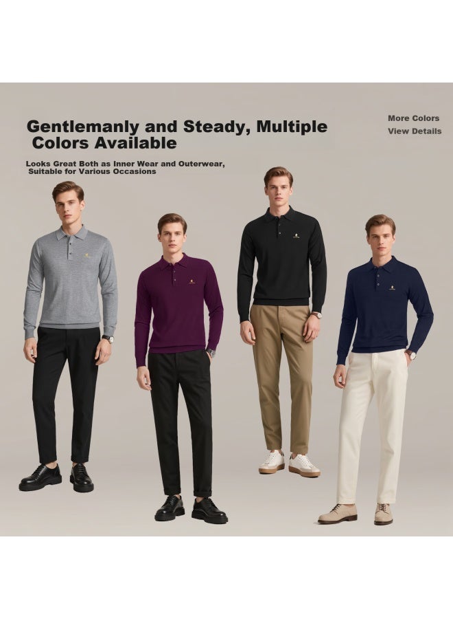Montagut New Year Men's Knit Sweater With Mulberry Silk And Wool Casual Pullover Black L - Image 2