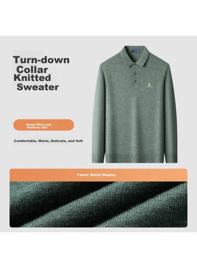 Montagut New Year Men's Knit Sweater With Mulberry Silk And Wool Casual Pullover Black L - Image 3