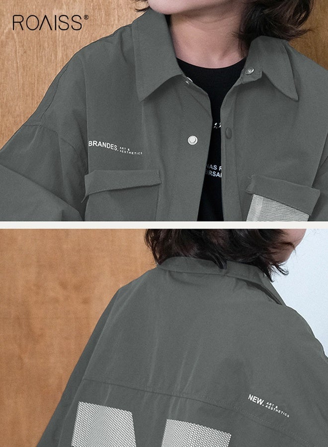 roaiss Boy Sylish Shirt with Snap Buttons Closure and 2 Chest Pockets, Baggy Shirt Jacket, Long Sleeve Shacket for Boys, Suitable for Daily Wear, School and Outdoor Activities - Image 4