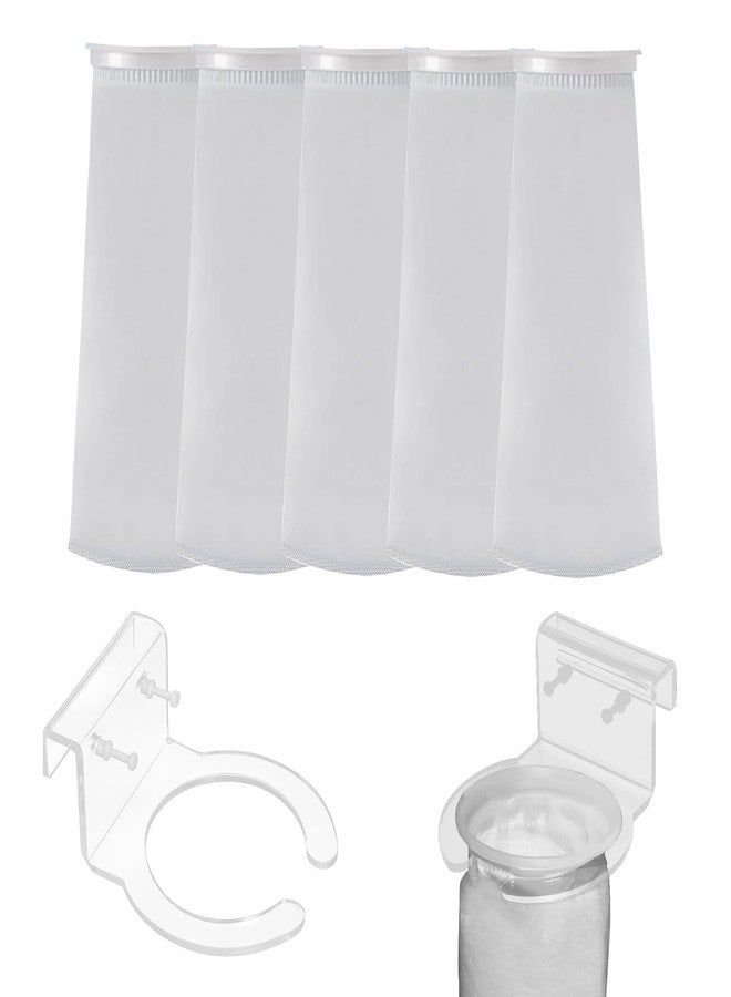 MESINURS 200 Micron 4" Ring Pre Filter Sock Bags & Holder Set, Aquarium Fish Tank Filter Strainer for Sumps, Overflows, Water Purification - Durable Reusable Filtration System - Image 1