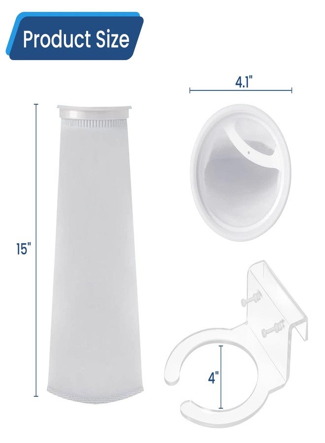 MESINURS 200 Micron 4" Ring Pre Filter Sock Bags & Holder Set, Aquarium Fish Tank Filter Strainer for Sumps, Overflows, Water Purification - Durable Reusable Filtration System - Image 2