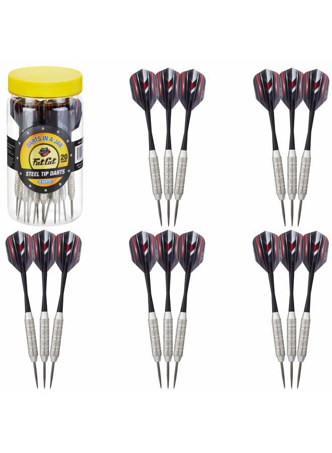 Fat Cat Darts In A Jar: Steel Tip Darts With Storage/Travel Container, 20 grams Pack Of 15 - Image 1