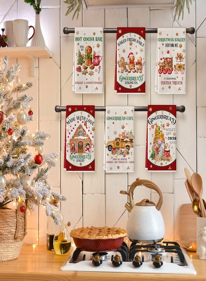 TREWAVE Christmas Kitchen Dish Towels 18 x 27 Inch Gingerbread Man Hand Towels Winter Holiday Tea Towels Christmas Kitchen Decor Absorbent Drying Cloth for Cooking Set of 6 - Image 3