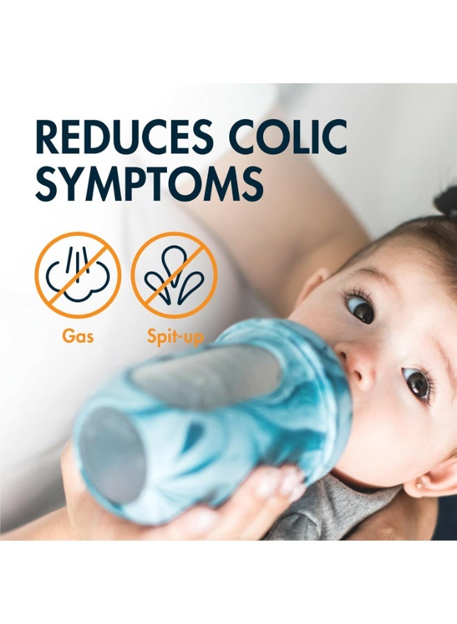 Boon Nursh Reusable Silicone Pouch Baby Bottles - Medium Flow Nipple - Silicone Baby Bottle Pouch and Nipple - Baby Feeding Essentials - Tie Dye - 3-6 Months - 3 Count - 8 Ounce - Image 5