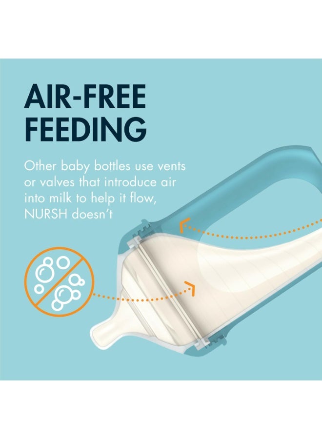 Boon Nursh Reusable Silicone Pouch Baby Bottles - Medium Flow Nipple - Silicone Baby Bottle Pouch and Nipple - Baby Feeding Essentials - Tie Dye - 3-6 Months - 3 Count - 8 Ounce - Image 3