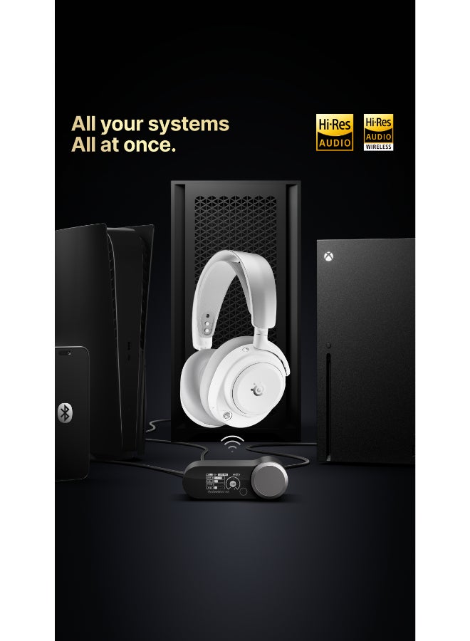 steelseries Arctis Nova Pro Omni - Hi-Res Wireless Gaming Headset, 96kHz/24bit, ANC, ClearCast Pro Mic, AI Noise Rejection, Mobile App, Mix 2.4GHz + BT, OmniPlay PC+PlayStation+Xbox - White I 61722 - Image 5