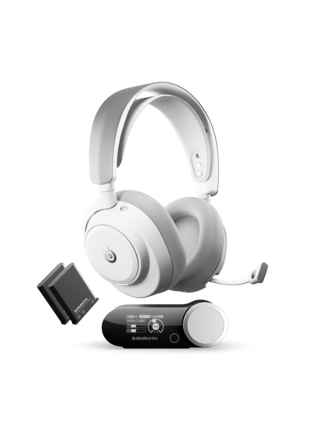steelseries Arctis Nova Pro Omni - Hi-Res Wireless Gaming Headset, 96kHz/24bit, ANC, ClearCast Pro Mic, AI Noise Rejection, Mobile App, Mix 2.4GHz + BT, OmniPlay PC+PlayStation+Xbox - White I 61722 - Image 1