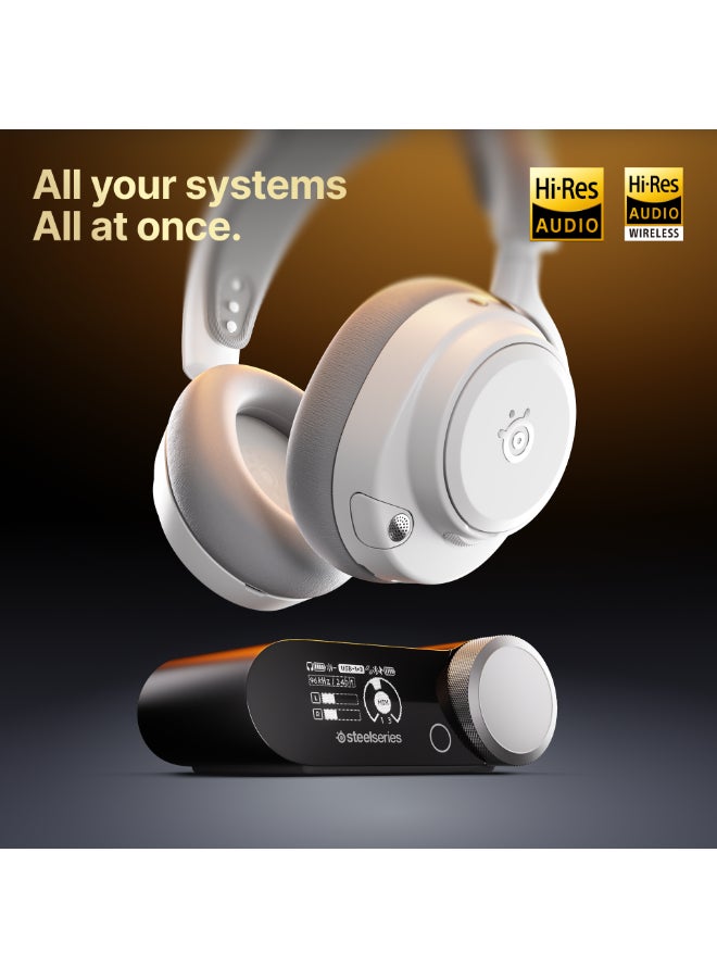 steelseries Arctis Nova Pro Omni - Hi-Res Wireless Gaming Headset, 96kHz/24bit, ANC, ClearCast Pro Mic, AI Noise Rejection, Mobile App, Mix 2.4GHz + BT, OmniPlay PC+PlayStation+Xbox - White I 61722 - Image 2