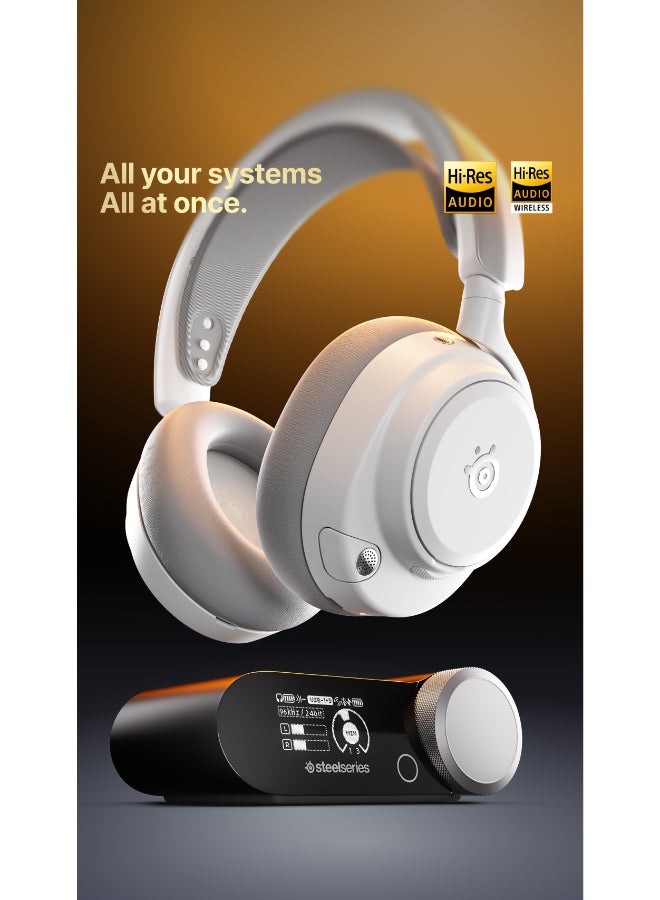 steelseries Arctis Nova Pro Omni - Hi-Res Wireless Gaming Headset, 96kHz/24bit, ANC, ClearCast Pro Mic, AI Noise Rejection, Mobile App, Mix 2.4GHz + BT, OmniPlay PC+PlayStation+Xbox - White I 61722 - Image 3