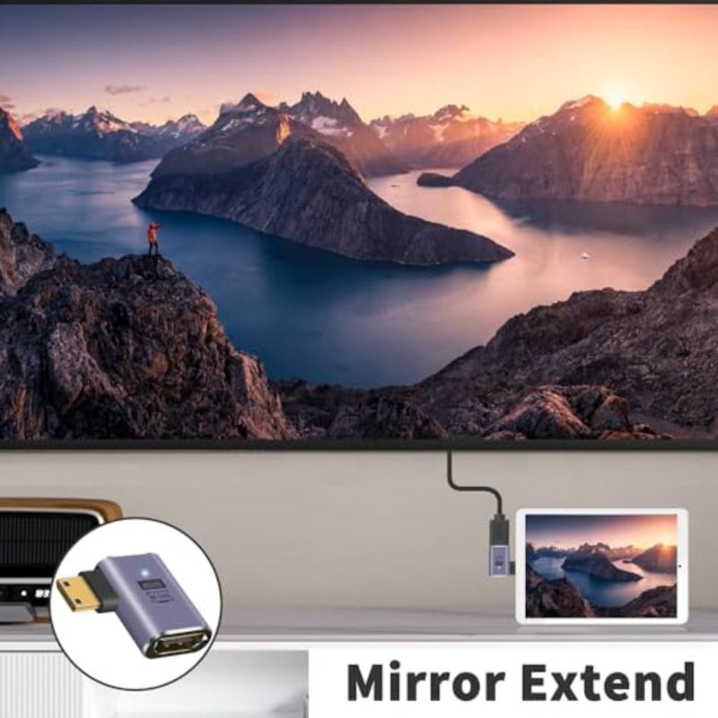 محول HDMI صغير إلى HDMI 8K، 3 قطع زاوية يسار ويمين 90 درجة، محول HDMI صغير ذكر إلى HDMI أنثى، محول HDMI صغير 48 جيجابت في الثانية، للكاميرا، HDTV، جهاز العرض، الكمبيوتر المحمول والكمبيوتر اللوحي - Image 5