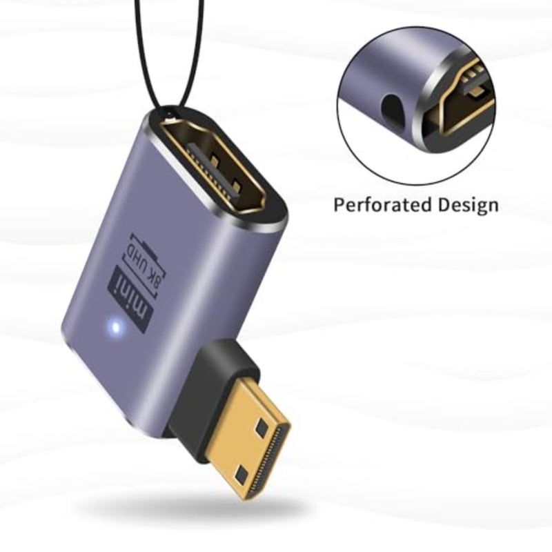 محول HDMI صغير إلى HDMI 8K، 3 قطع زاوية يسار ويمين 90 درجة، محول HDMI صغير ذكر إلى HDMI أنثى، محول HDMI صغير 48 جيجابت في الثانية، للكاميرا، HDTV، جهاز العرض، الكمبيوتر المحمول والكمبيوتر اللوحي - Image 4