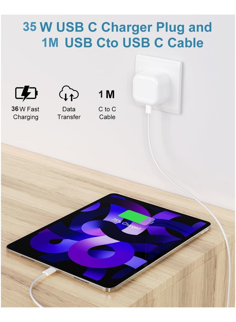 تيك في شاحن iPhone 15 Pro Max مع منفذ USB C 35 وات مع سلك شحن سريع 1 متر iPhone من النوع C إلى C لهاتف iPhone 15 Pro max/15 Pro/15 plus/15 وSamsung S24 وجميع الهواتف المحمولة / علامات التبويب USB C - Image 4