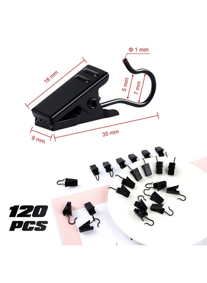 جانيون مجموعة من 120 مشبك ستائر من JANYUN من الفولاذ المقاوم للصدأ لتعليق الصور والستائر والديكور المنزلي والحرف اليدوية (أسود) - Image 2