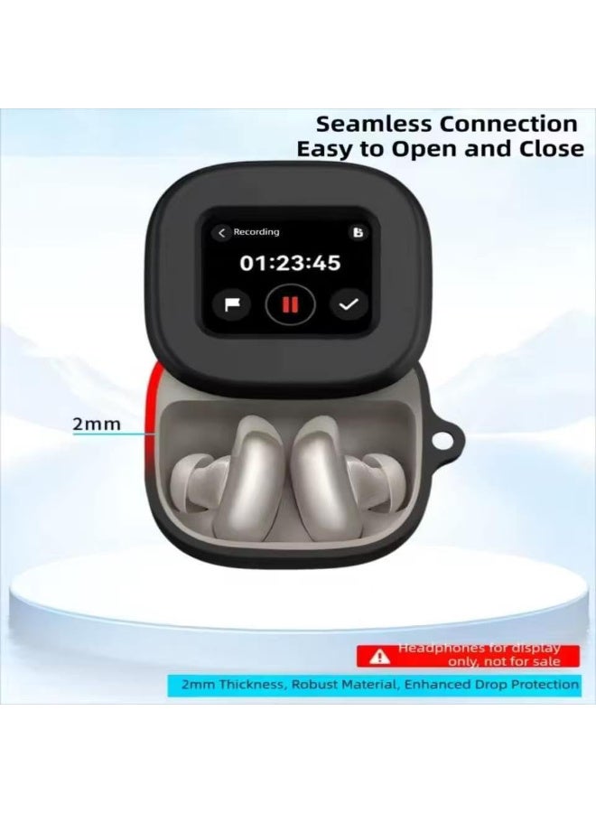 Ecosystem Silicone Case Compatible with Anker Soundcore Liberty 5 Pro Max (2026) Soft Silicone Protective Case Cover, Shockproof Sleeve with Carabiner، Black - Image 2