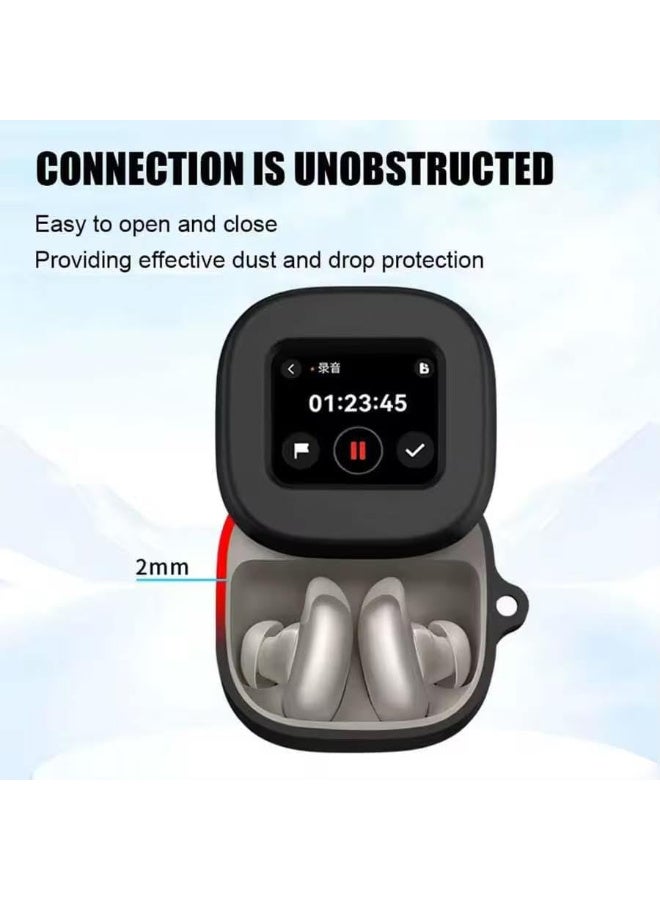 Ecosystem Silicone Case Compatible with Anker Soundcore Liberty 5 Pro Max (2026) Soft Silicone Protective Case Cover, Shockproof Sleeve with Carabiner، Black - Image 3