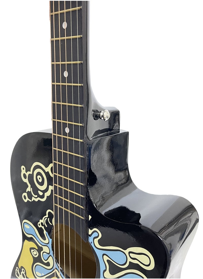Mike Music - 38-Inch Acoustic Guitar with Personalized Graffiti Design – 6 String Right-Handed Guitar for Beginners, Adults & Teens – Includes Gig Bag, Strings, Tuner, Strap, Capo, Cleaning Cloth and Picks - Image 1