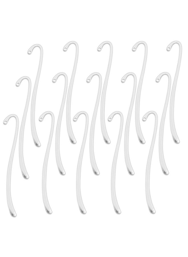 15PCS Silver Plated Smooth Bookmark, Hook Bookmark, Jewelry Making Charms - Image 2