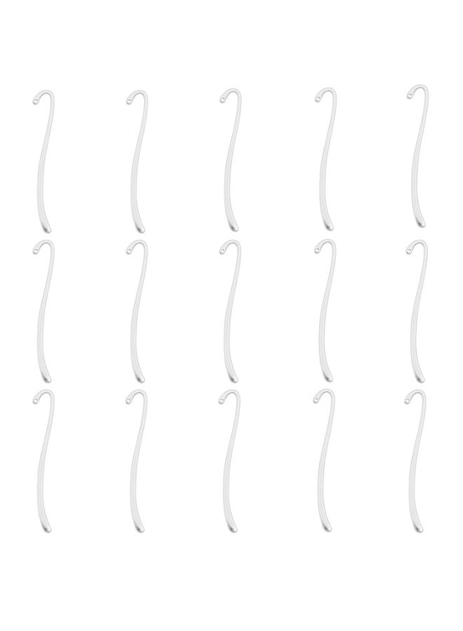 15PCS Silver Plated Smooth Bookmark, Hook Bookmark, Jewelry Making Charms - Image 3