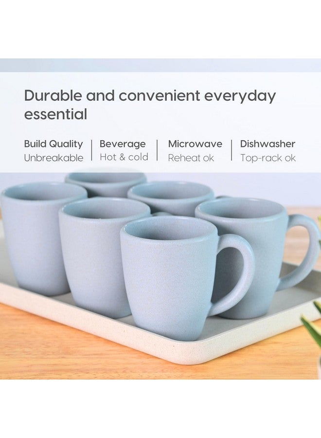 Eha Set of 6 Earth-Friendly Classic Coffee Mug | 300 ml | Made with Rice Husk & Bamboo Fibers | Microwave Safe | for Hot & Cold Coffee, Milk & Tea Cup | Matte Finish Mugs | Azure - Image 4