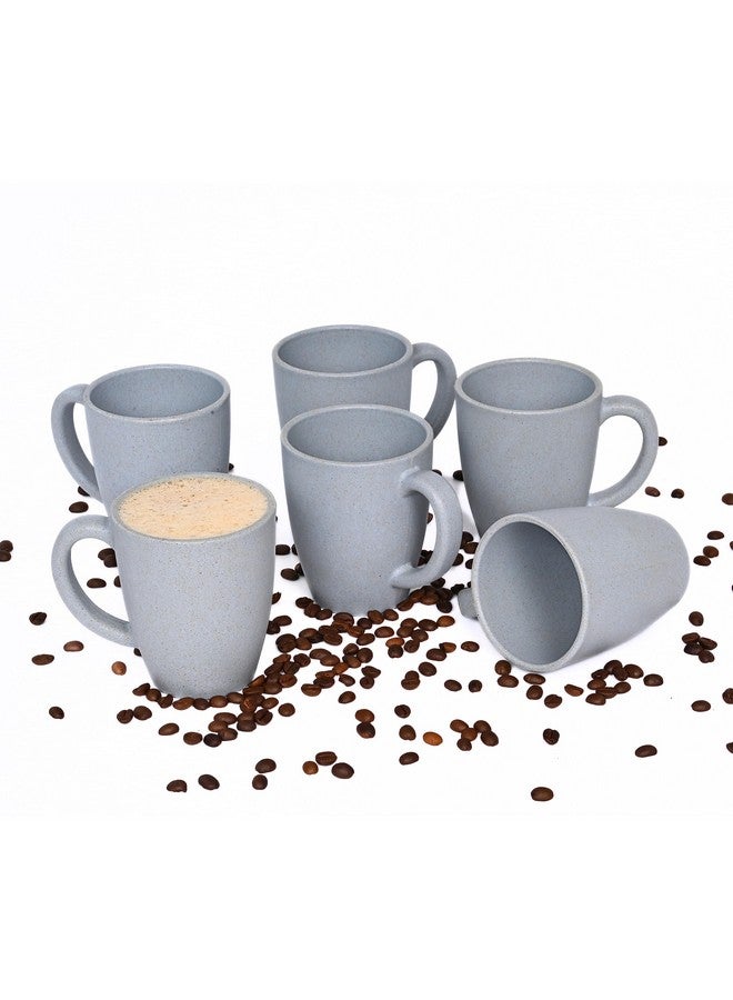 Eha Set of 6 Earth-Friendly Classic Coffee Mug | 300 ml | Made with Rice Husk & Bamboo Fibers | Microwave Safe | for Hot & Cold Coffee, Milk & Tea Cup | Matte Finish Mugs | Azure - Image 1