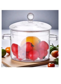 Glass Saucepan 1500ML Glass Cooking Pot Thick Borosilicate Glass Pot with Cover Heat Resistant and Stovetop Safe for Pasta Noodle Soup Milk (Transparent)