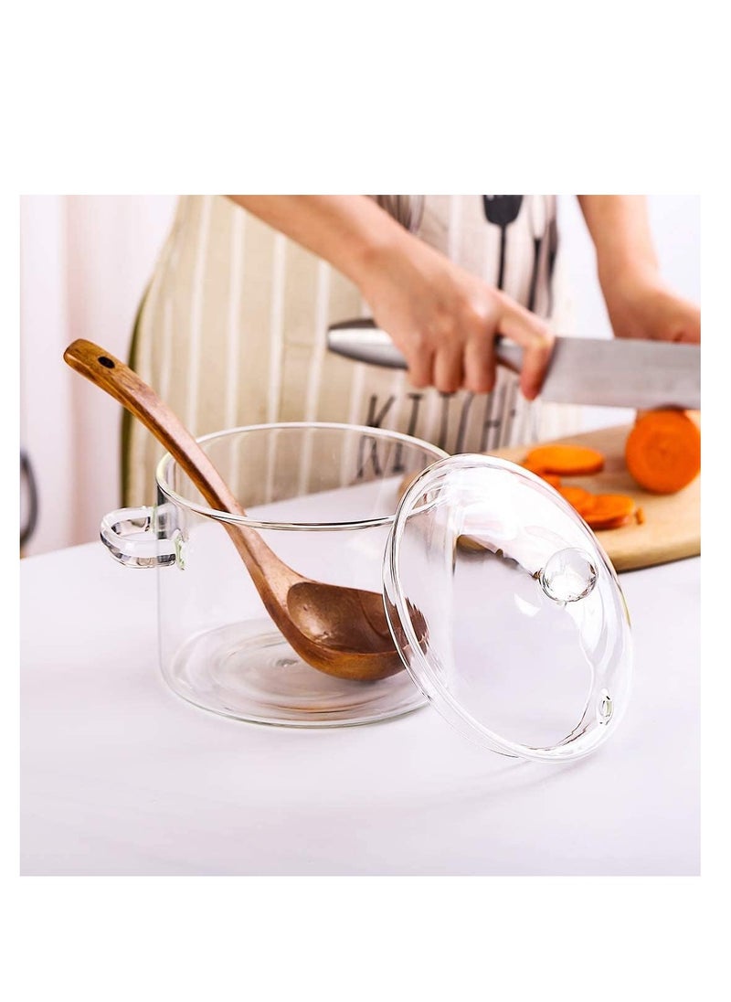 Generic - Glass Saucepan 1500ML Glass Cooking Pot Thick Borosilicate Glass Pot with Cover Heat Resistant and Stovetop Safe for Pasta Noodle Soup Milk (Transparent) - Image 1