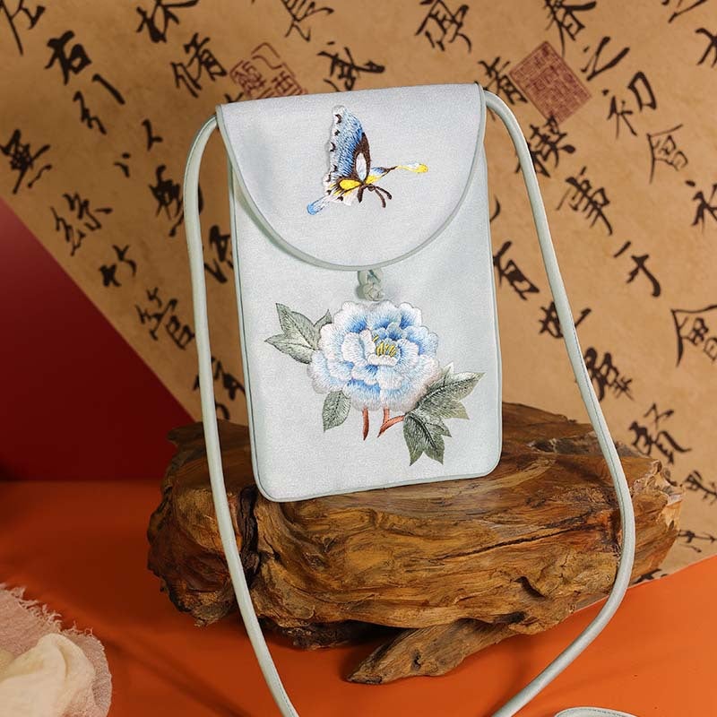 Mid-Autumn Festival Gift New Chinese Style Su Embroidery Mobile Phone Bag Embroidered Mobile Phone Bag Women'S Crossbody Small Bag Chinese Style Mobile Phone Bag - Image 1