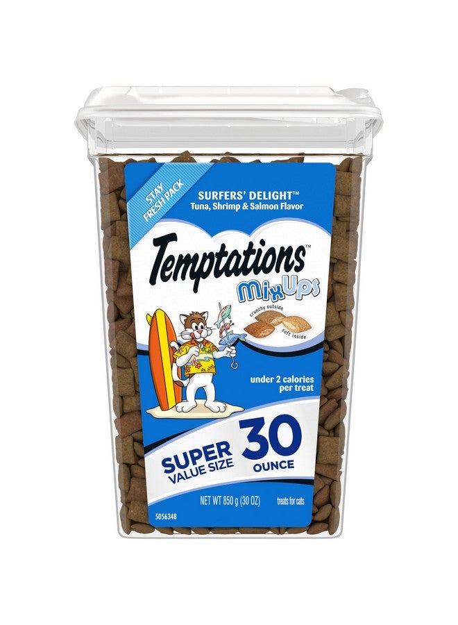 Temptations MixUps Surfer's Delight Flavor Crunchy and Soft Cat Treats, 30 oz. Tub - Image 1