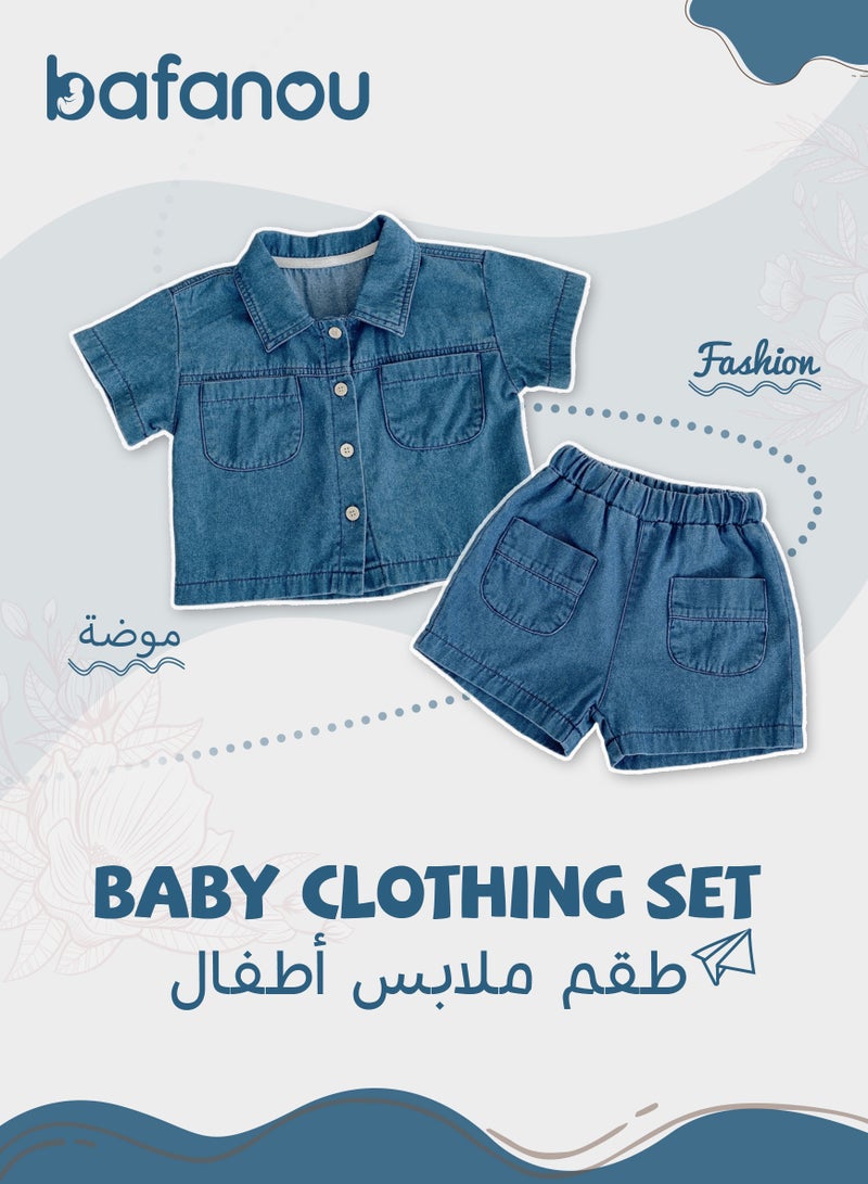 Bafanou Bafanou Baby Boys 100% Cotton Clothing Sets Infant 2Pcs Casual Top 1-5Y Newborn Shortsleeve Shirt Kid Pant  - Image 1