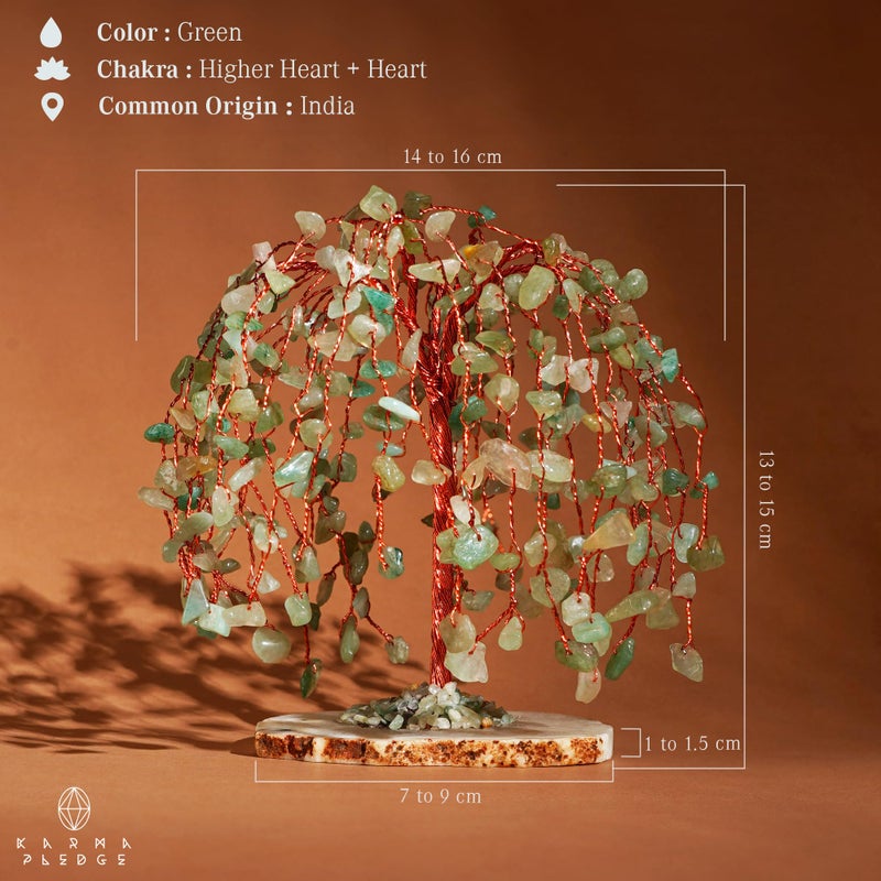 KARMAPLEDGE Chakra Tree of Life Birthday Gifts for Women, Home and Office Decor, Handmade Green Aventurine Crystal Tree for Money, Positivity, Reiki Healing, Spiritual Good Luck Gifts for Mom & Dad - Image 3