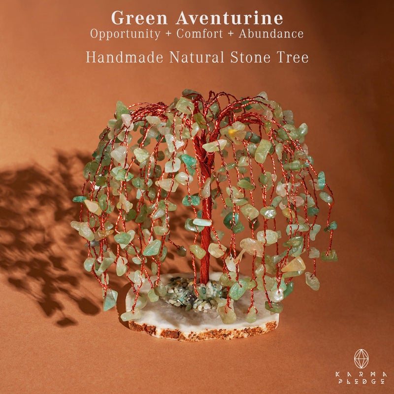 KARMAPLEDGE Chakra Tree of Life Birthday Gifts for Women, Home and Office Decor, Handmade Green Aventurine Crystal Tree for Money, Positivity, Reiki Healing, Spiritual Good Luck Gifts for Mom & Dad - Image 2