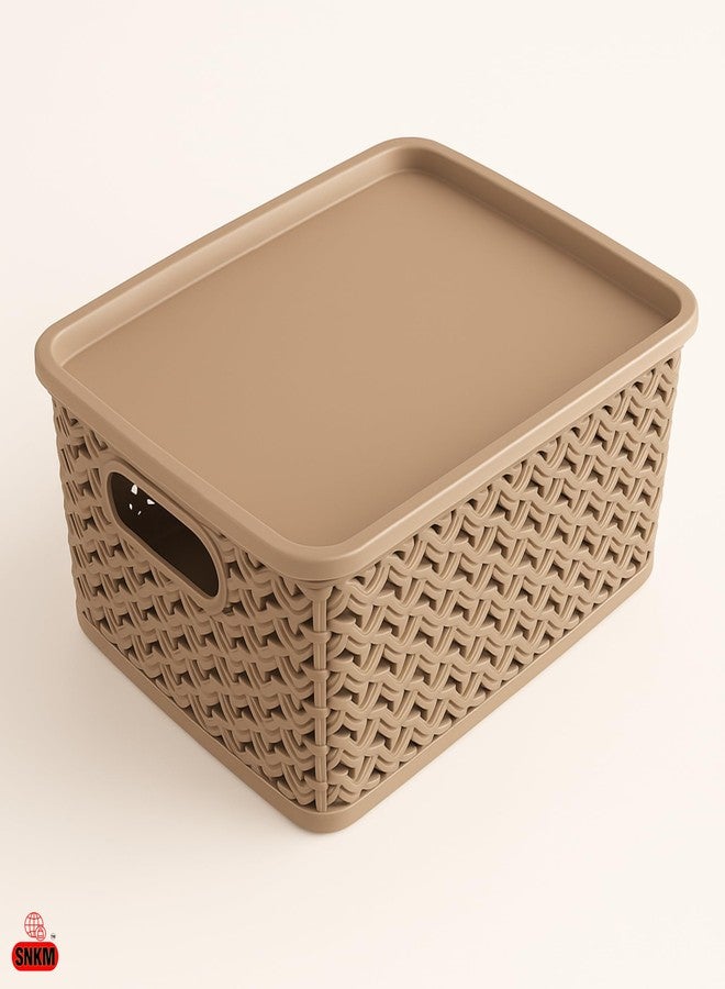 SNKM® - Plastic Turkish Basket with Lids and Handle | Multipurpose Use | Storing Fruit, Vegetables, Food Items, Toys, Beauty Items, Stationery and More | Small, 25 x 20 x 11 CM, Multicolour, Pack of 3 - Image 4