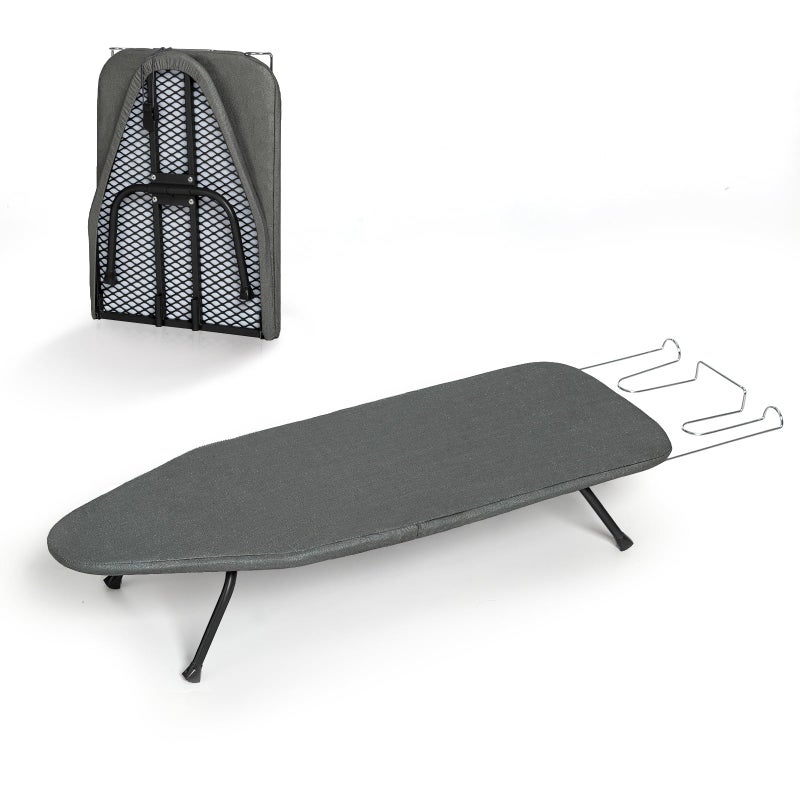 RAINHOL Small Ironing Board Tabletop, RAINHOL Compact Portable Iron Board Foldable with Cover and Pad, Countertop Mini Ironing Table for Travel and Space Saving, 31"x12", Black - Image 1
