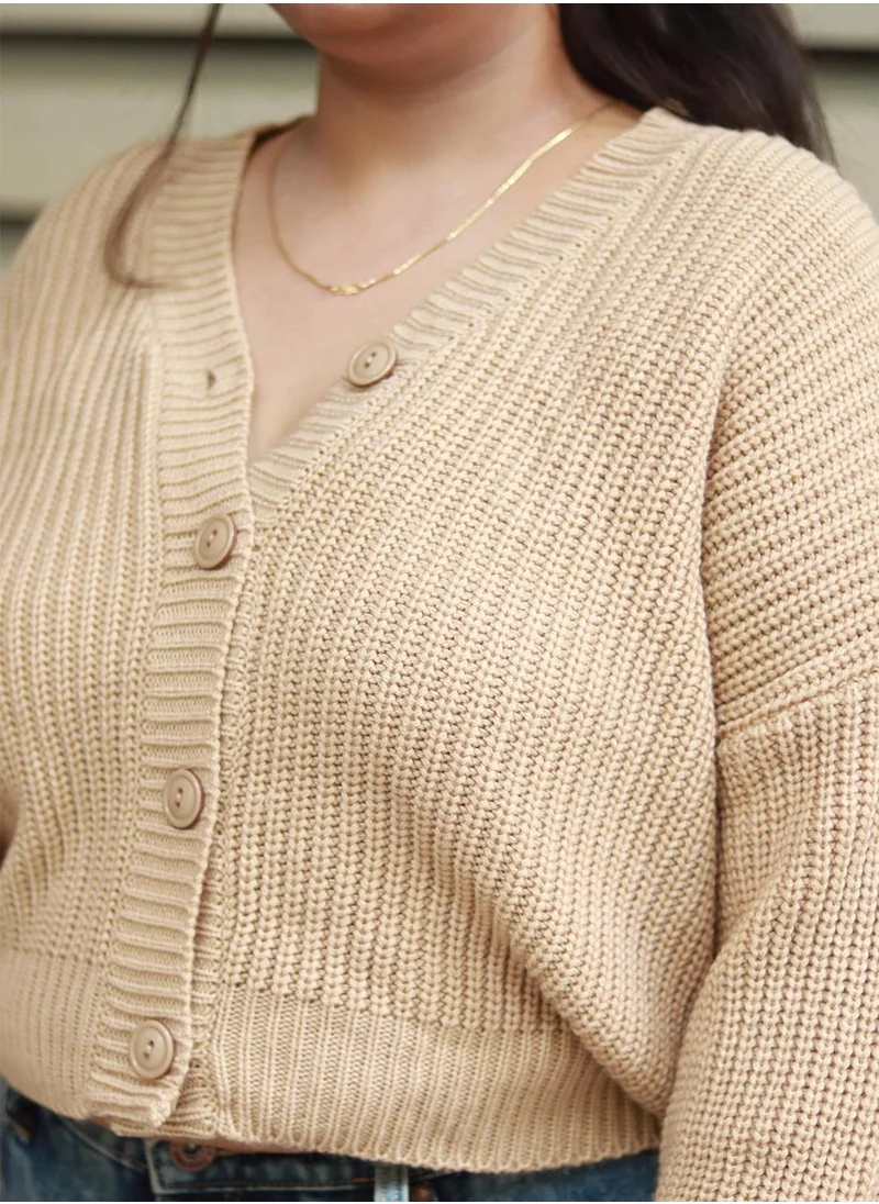 هاي ستار Women's Beige 100% Acrylic Solid Sweater