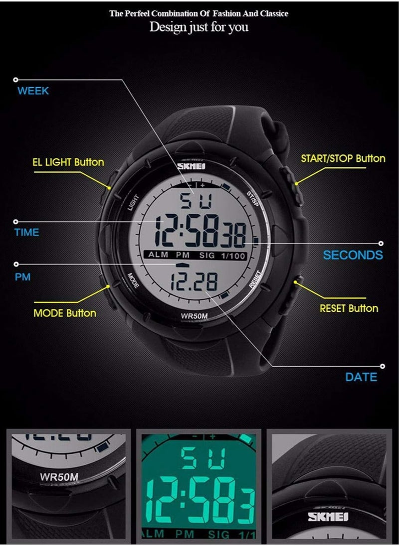 SKMEI - Skmei 1025 Black Digital Multifunction Sports Waterproof Watch Alarm, Stopwatch ,calender, LED - Image 1