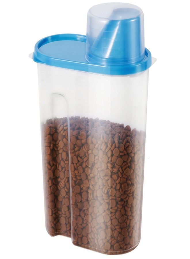 SenseYo 2lb 2.5L Pet Food Storage Container with Measuring Cup BPA Free for Small Dog, Cat, Bird (Blue) - Image 1