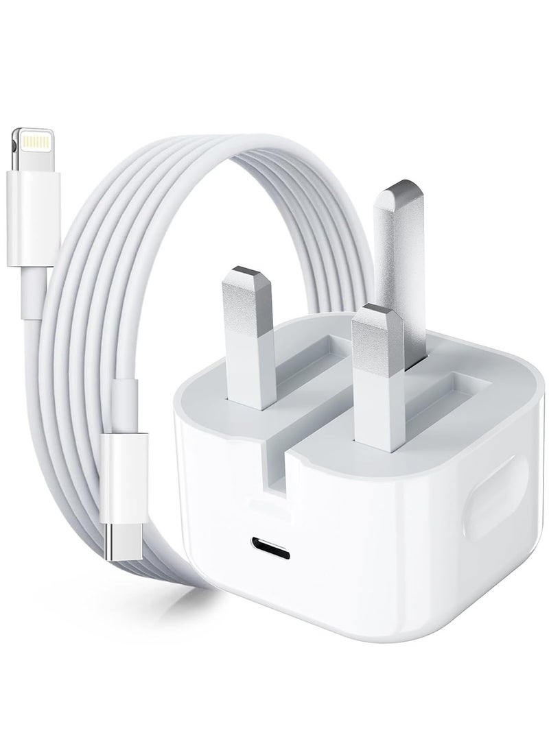 CubeG 20W for iPhone Charger  | USB C Wall Fast Charger with USB C to Lightning Cable Compatible with iPhone 14/14 Pro/14 Pro Max/13/12/SE2020/11/XR/XS Max/X/iPad - Image 1