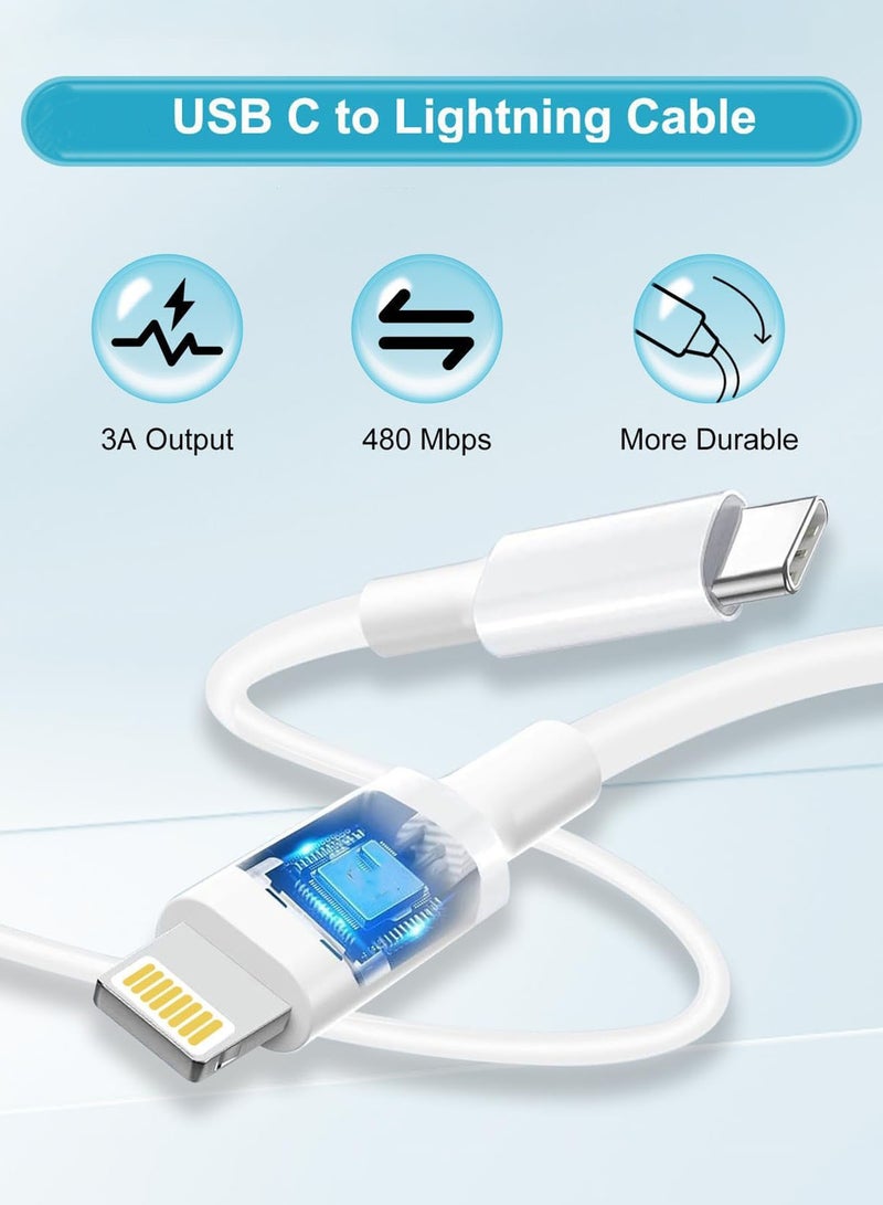 CubeG 20W for iPhone Charger  | USB C Wall Fast Charger with USB C to Lightning Cable Compatible with iPhone 14/14 Pro/14 Pro Max/13/12/SE2020/11/XR/XS Max/X/iPad - Image 2