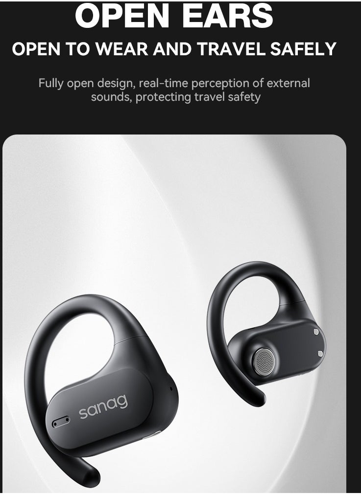 sanag Z7 Wireless Earbuds, Secure Fit And Ipx5 Waterproof Open Ear Headphones, Stylish And Durable Earphones With 60h Long Battery Life Compatible With Mobile Phone, Tablet, Laptop, ( Cream Color)  - Image 4