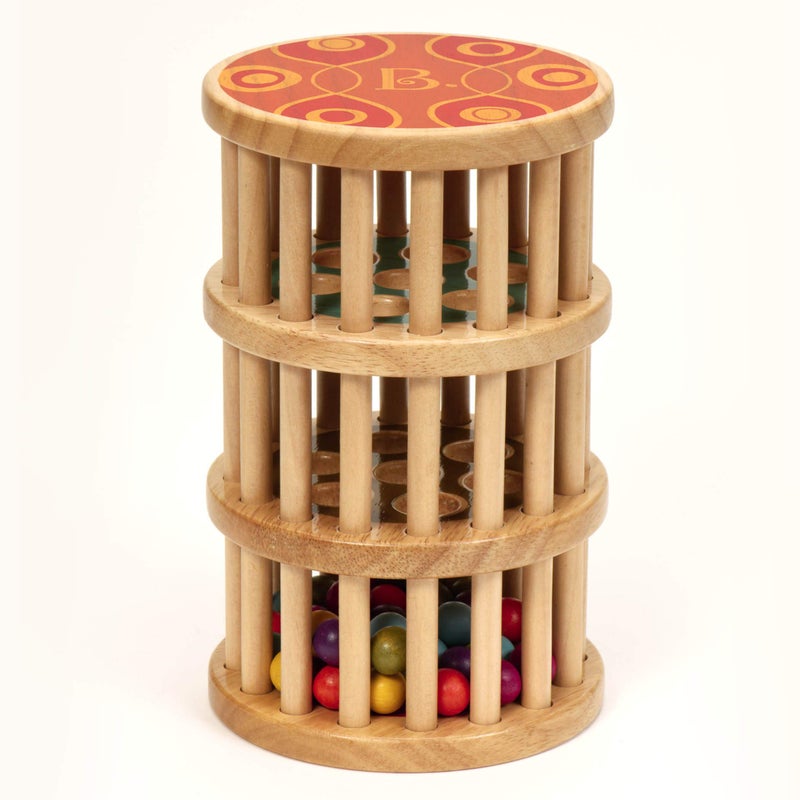 B. toys â€“ A â€“ Maze Rain Rush Dexterity Toy â€“ Crawling Rolling Tower â€“ Developmental Natural Wooden Rainmaker Toy â€“ Toys for Toddlers - Image 1