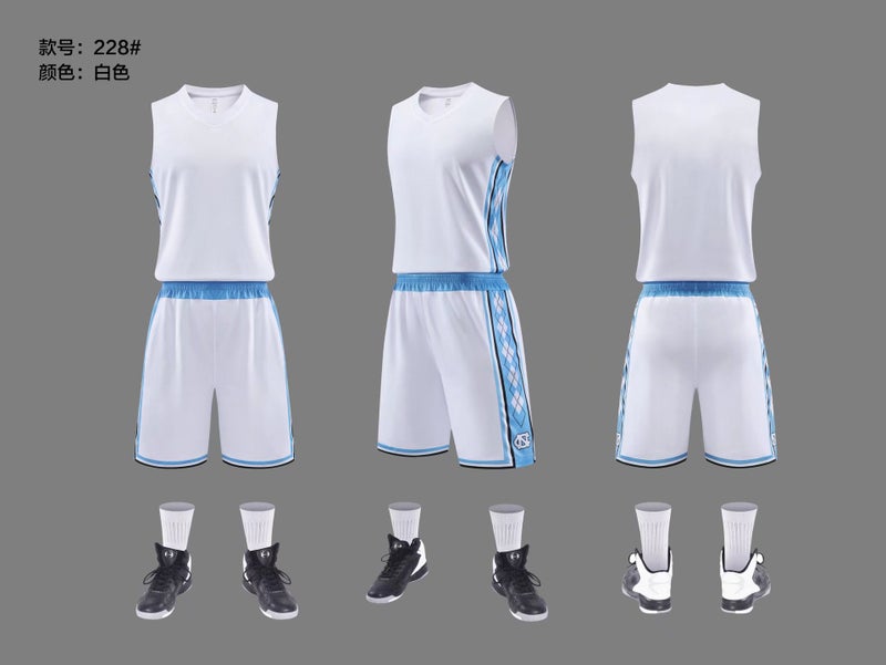 Generic 2022 North Carolina Kids Adult Basketball Uniform Set White
