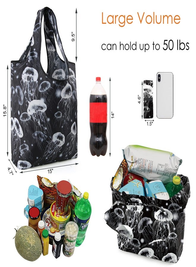 BeeGreen Raccoon Reusable Grocery Bags Frog Elephant Penguin Jellyfish Shopping Bags Bulk 50LBS X-Large Heavy Duty 6 Pieces - Image 2